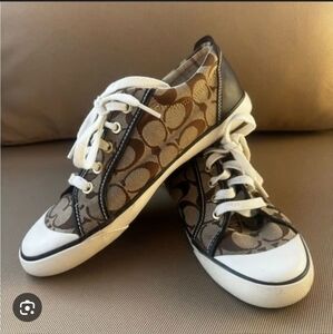 COACH Barrett Khaki and Brown Low Top Sneakers